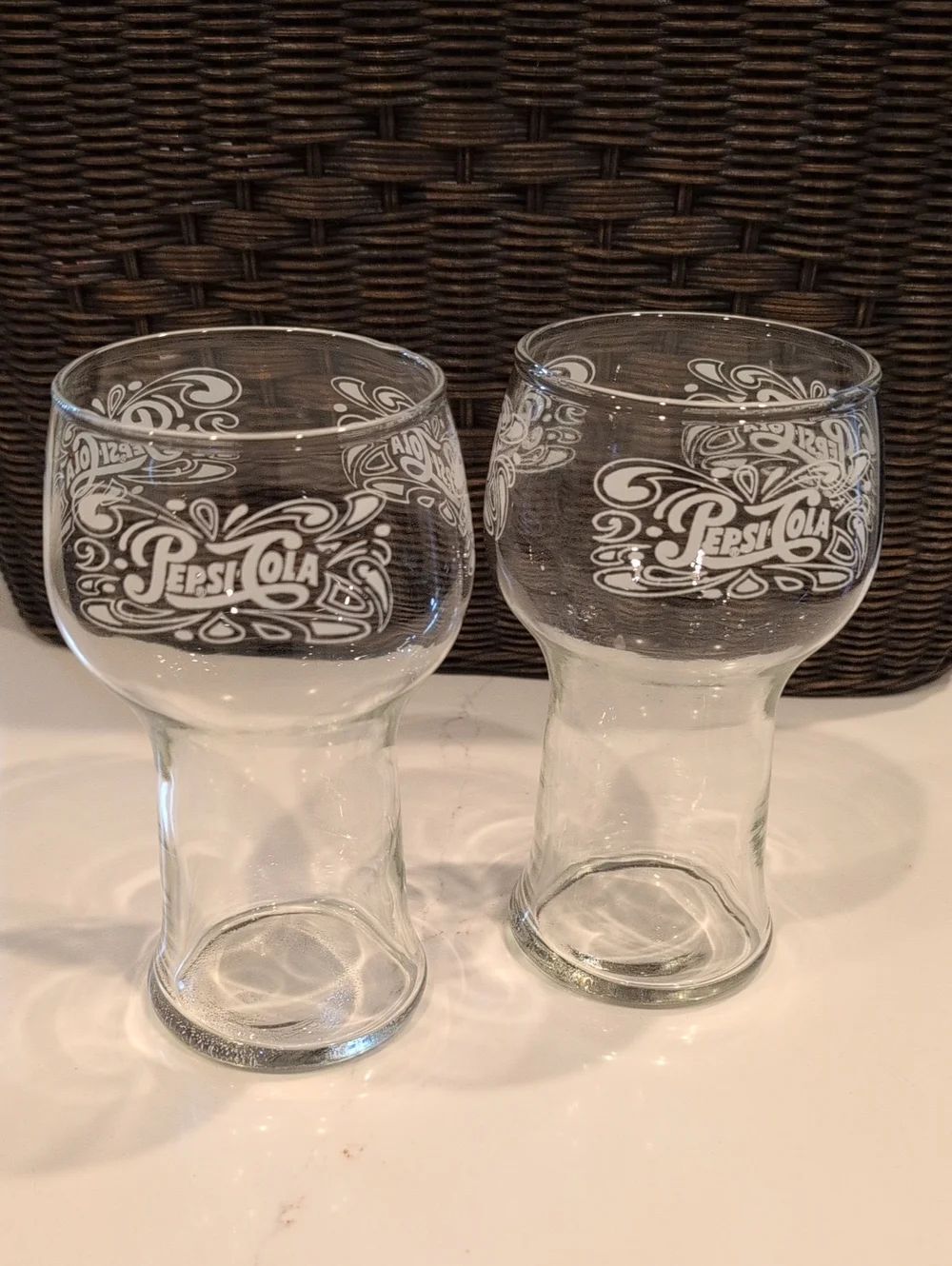 Vintage Pepsi-Cola Retro Logo Goblet Drinking Glasses - Set of 2 - Clear